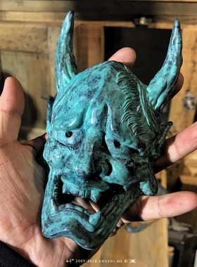 主师出品日式青铜传统刺青Hannya般若鬼面具店铺墙壁装饰手工上色