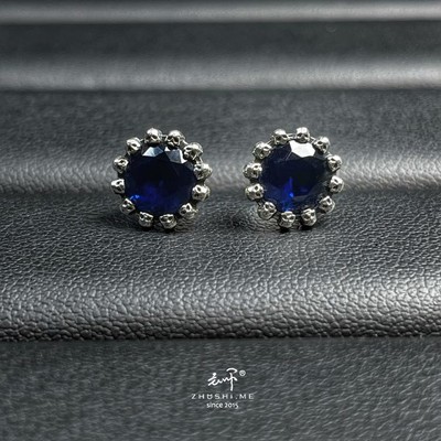 主师新款「灵史会馆」蓝色幽灵系黯蓝十二骨镶嵌款骷髅纯银耳钉