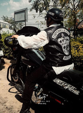 主师帝王之血系列机车酷帅暗黑风骷髅西海岸街头朋克皮马甲