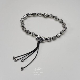 主师原创纯手工编制s925十八罗汉手持把玩念珠佛头纯银DIY配珠串