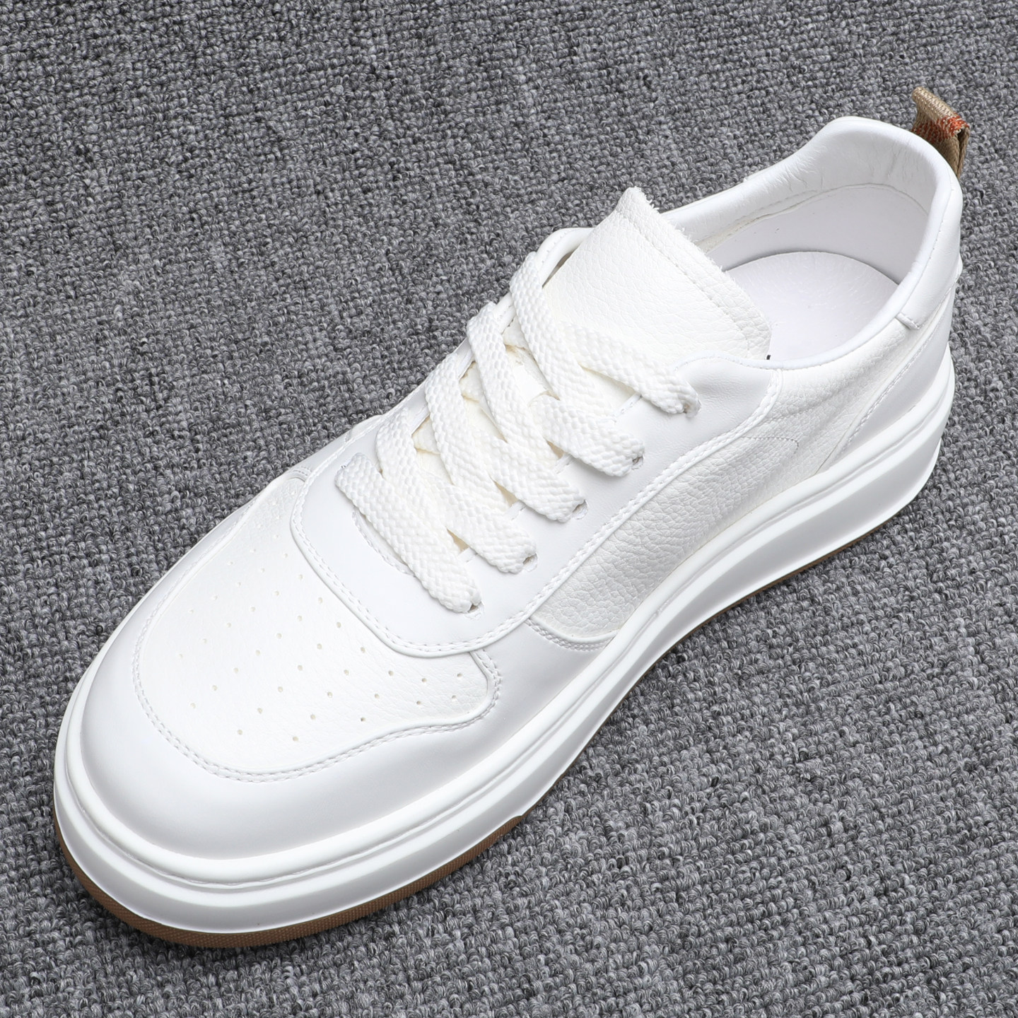 欧洲站真皮小白鞋男款高级感荔纹软牛皮休闲鞋新款增高厚底男板鞋,流行男鞋,休闲板鞋,淘宝优惠券,粉丝福利购,淘宝优惠卷