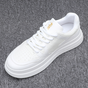 时尚 男款 拼色系带休闲板鞋 轻奢男士 潮 韩版 头层牛皮男鞋 厚底小白鞋