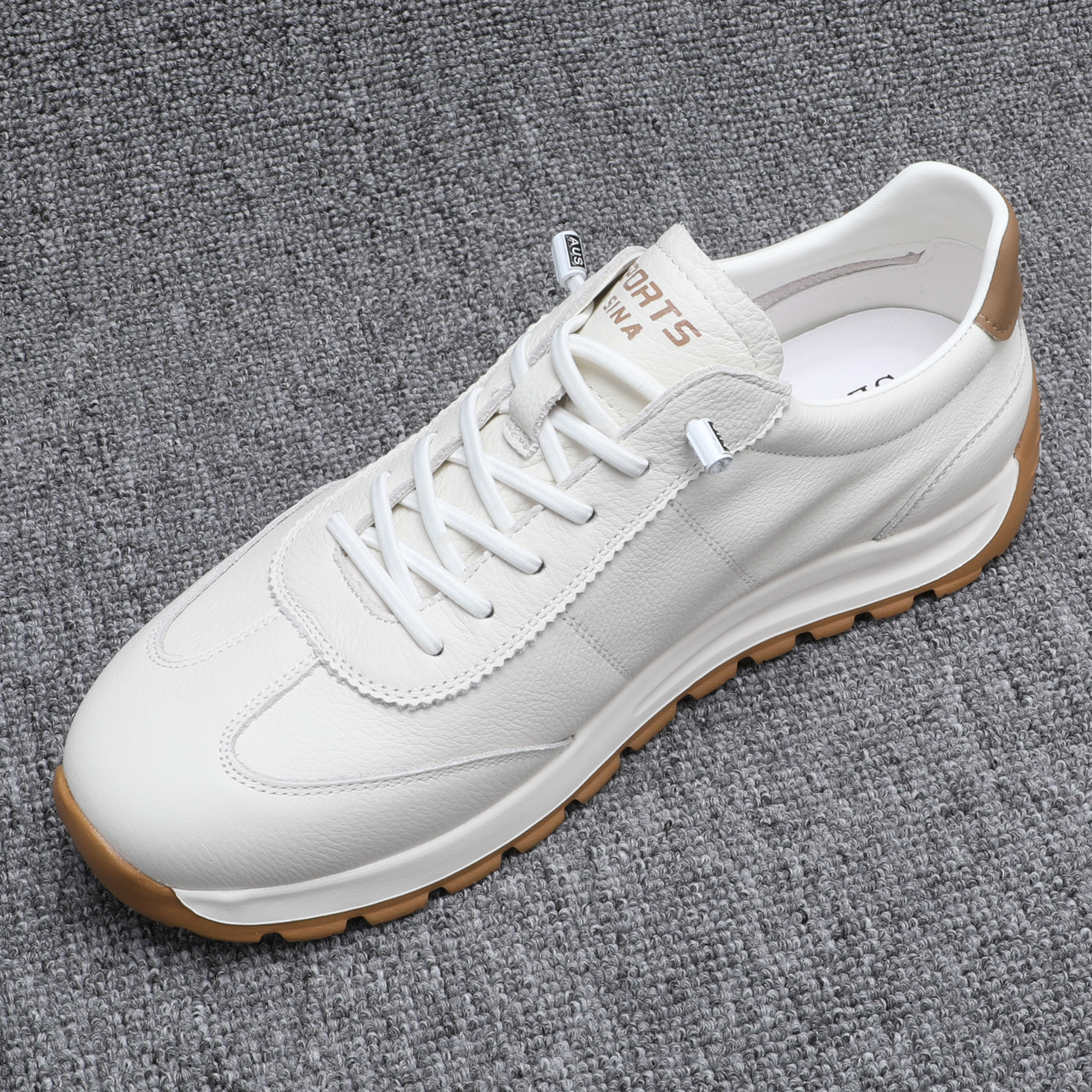 广州头层牛皮小白鞋男春季新款真皮运动休闲板鞋轻便舒适百搭潮鞋,流行男鞋,休闲板鞋,淘宝优惠券,粉丝福利购,淘宝优惠卷