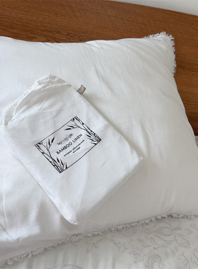 H*R出口外贸原单竹纤维+亚麻简约白色大靠垫抱枕套65x65cm不含芯
