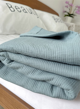 1.7kg雾蓝色,出口外贸纯棉多层提花全棉厚款双人大床单睡单被单件