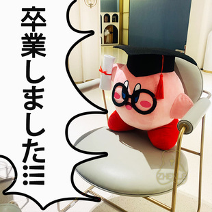 日本新款 星之卡比博士帽四方帽可爱毛绒公仔玩具粉嫩胖子 毕业款