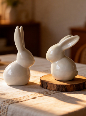 复活节兔子跨境热卖陶瓷Q版可爱简约兔子家居桌面装饰品工艺摆件