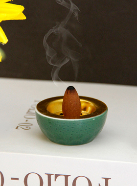 创意清新现代迷你绿色陶瓷手持香插中东阿拉伯节日香薰炉