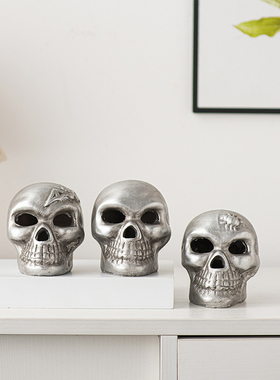简约骷颅头鬼头树脂工艺品花园庭院鬼节装饰品摆件万圣节礼品