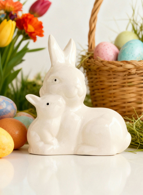 复活节兔子花插简约陶瓷兔手持花瓶插花花器家居动物艺术摆件装饰