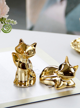 可爱风金色陶瓷抽象桌面家居装饰