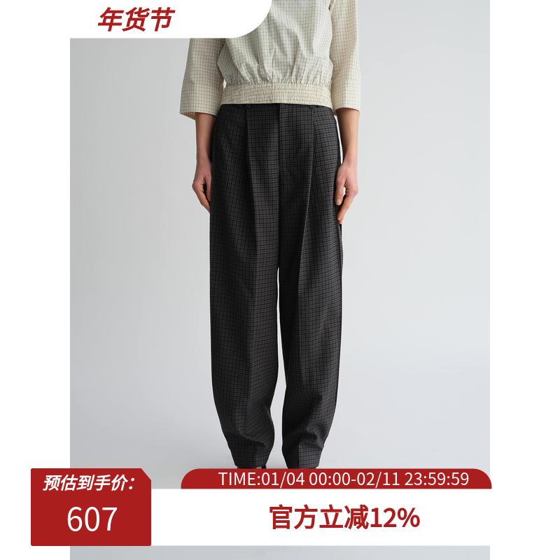 PREEKEND 蓝黑格纹质感西装/咖色灯芯绒压褶可调节通勤中腰阔腿裤,女装/女士精品,休闲裤,淘宝优惠券,粉丝福利购,淘宝优惠卷