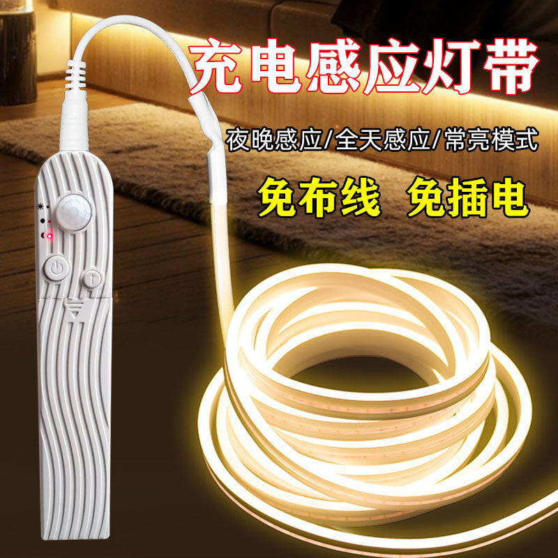 充电人体感应灯带免布线自粘LED灯条无线自粘入户玄关鞋柜氛围灯图片