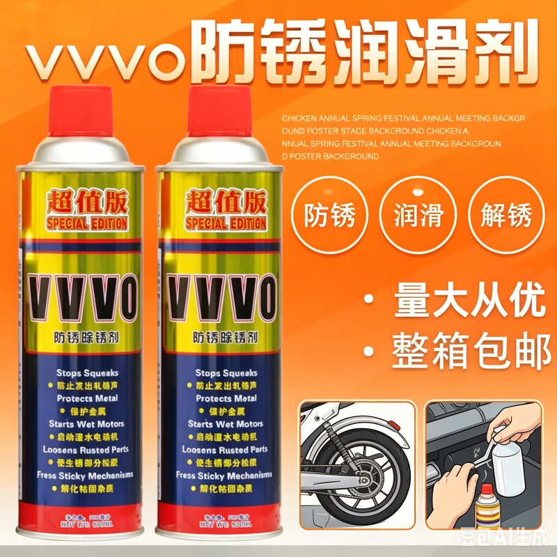 VVVO 除锈润滑剂 500ml 螺丝松动剂防锈油金属去锈万能除锈喷剂