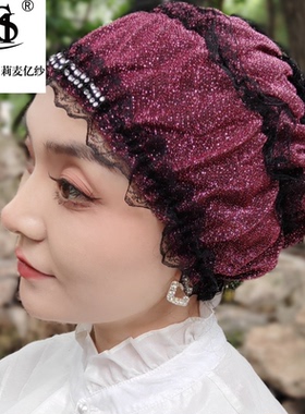 头巾帽子包头帽女蕾丝民族风四季
