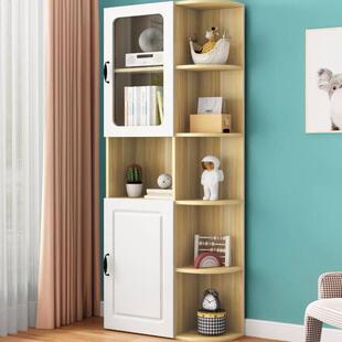 实木边柜客厅靠墙酒柜陈列柜角落转角书架一体卧室书柜飘窗收纳柜