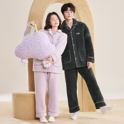 清仓加厚珊瑚绒保暖睡衣套装