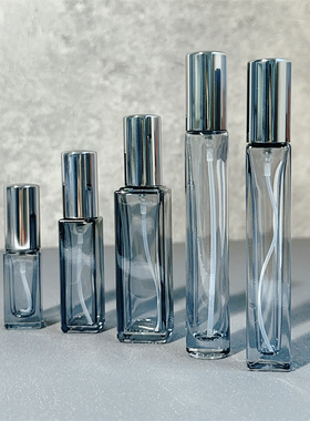 高级灰色四方喷雾瓶高档便携式5ml玻璃空瓶10ml按压纳米细雾空瓶