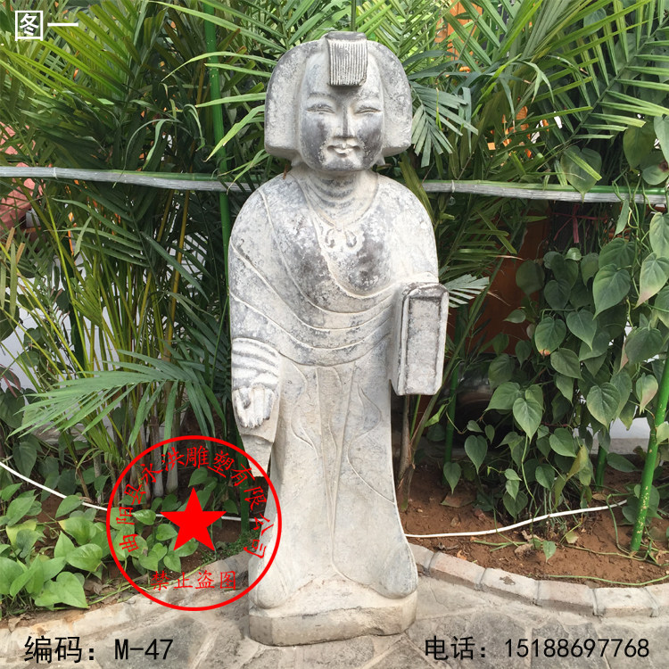 石雕童男童女仿古做旧金童玉女释迦摩尼唐小孩人物装饰点缀雕像