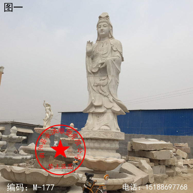 石雕汉白玉佛像雕塑大理石滴水观音菩萨人物雕像寺庙广场园林摆件