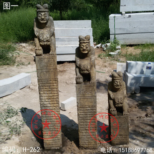 石雕栓马桩 仿古做旧雕刻青石拴马桩 石雕猴子马上封侯拴马柱