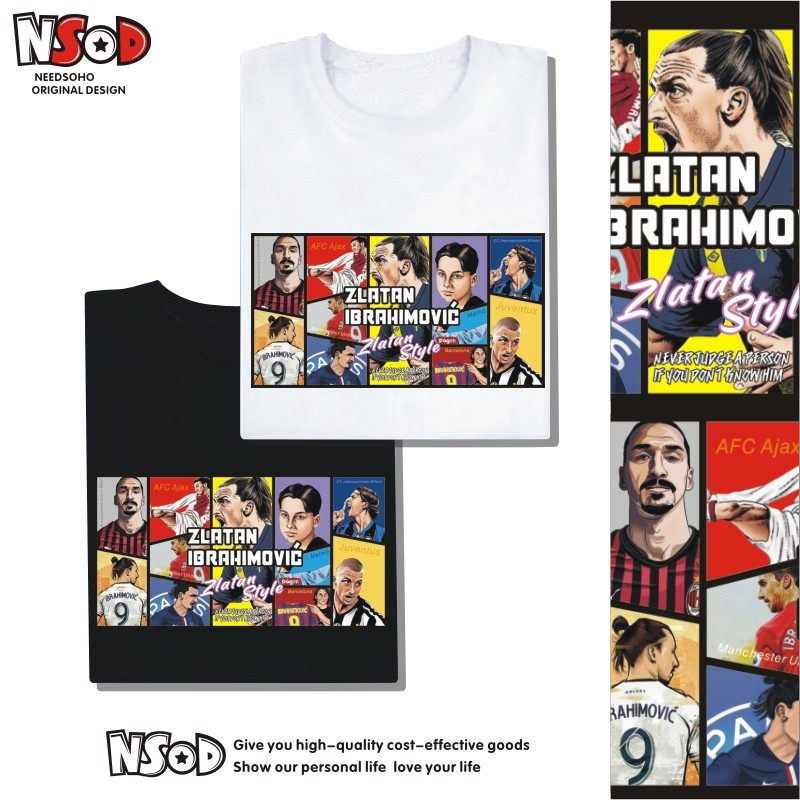 伊布退役纪念T恤足球衣服夏纯棉短袖半袖国际米兰尤文AC米兰