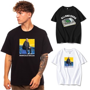 利兹联足球衣服T恤衫纯棉短袖体恤夏季新圆领球迷球场贝尔萨半袖