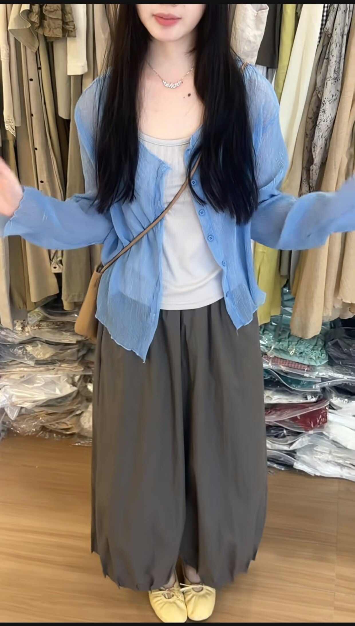 欧货轻薄透视防晒衣长袖衬衫女夏季2026新款显瘦百搭肌理感上衣