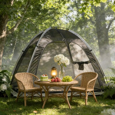 春夏网纱帐篷 1-2 人户外庭院专用 360 度通风防蚊虫轻便易收纳