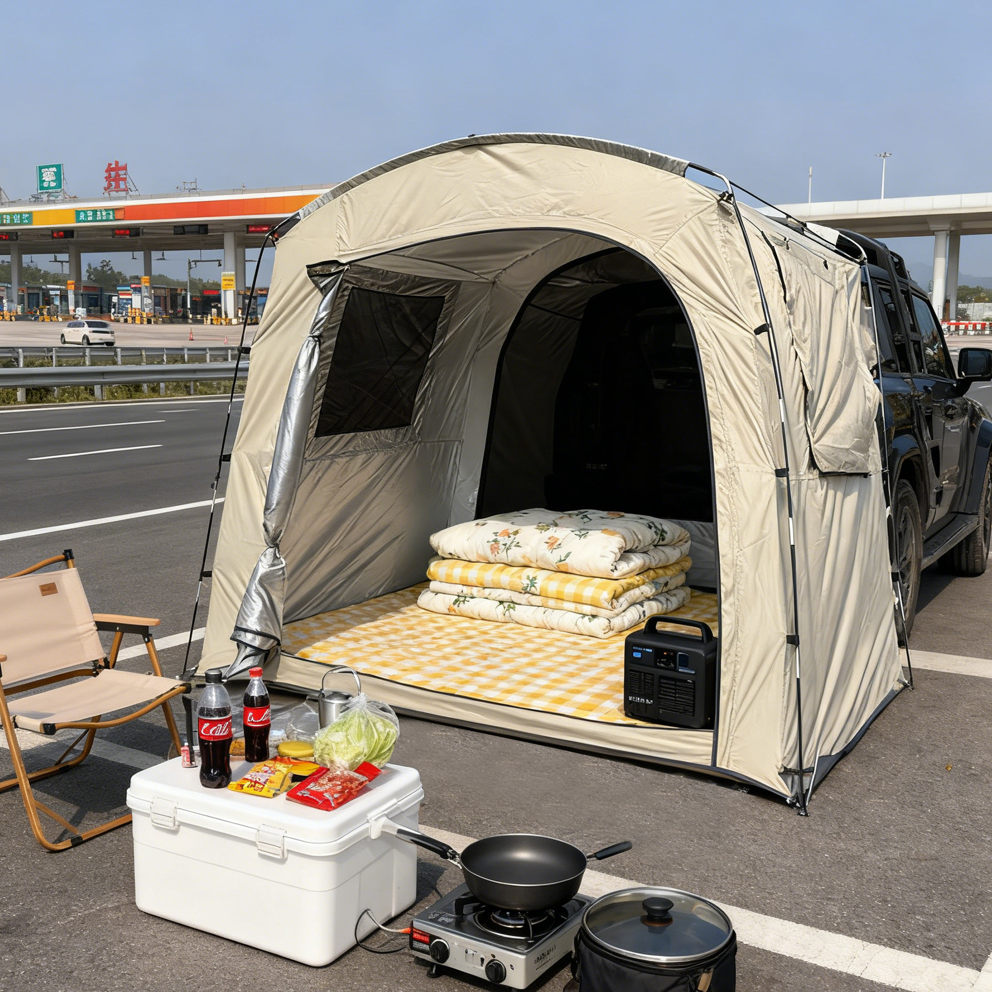 服务区过夜车尾帐篷高速路休息帐篷2-3人过年回家自驾实用帐篷图片