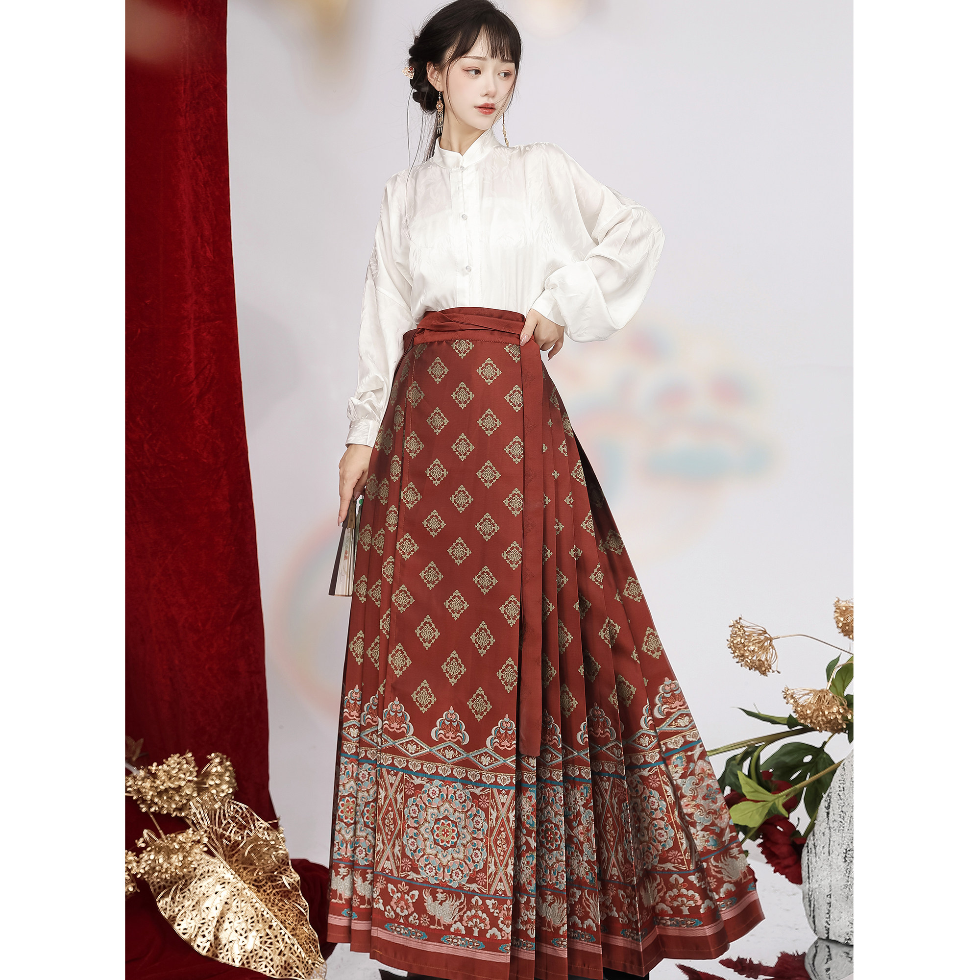 素羽华裳 明月松间 明制汉服女仿妆花马面裙立领国风 特价清仓,女装/女士精品,汉服半身裙,淘宝优惠券,粉丝福利购,淘宝优惠卷