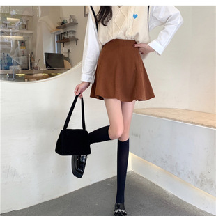 秋冬季新款高腰显瘦灯芯绒裙子女生2025年韩版洋气伞裙款a字短裙