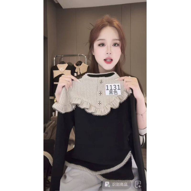 法式高级小香风撞色半高领t恤女