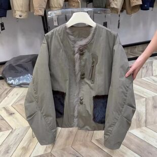 韩系绿色显瘦棉服派克服外套女2025冬季 小个子独特漂亮保暖棉袄潮