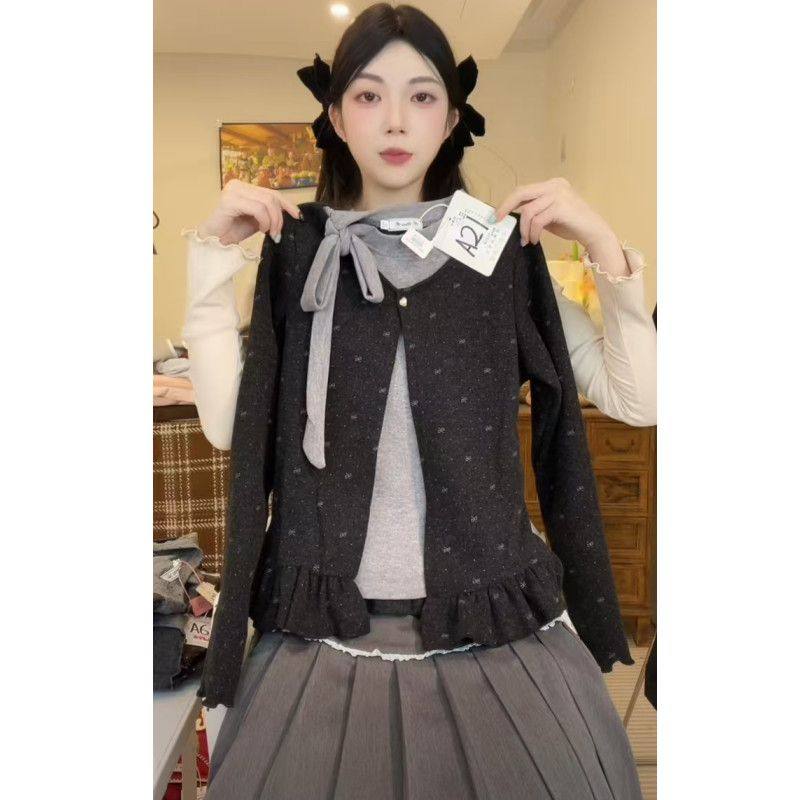 韩版时尚圆领撞色拼接假两件长袖t恤女2025冬季新款减龄时髦上衣,女装/女士精品,大码内搭,淘宝优惠券,粉丝福利购,淘宝优惠卷