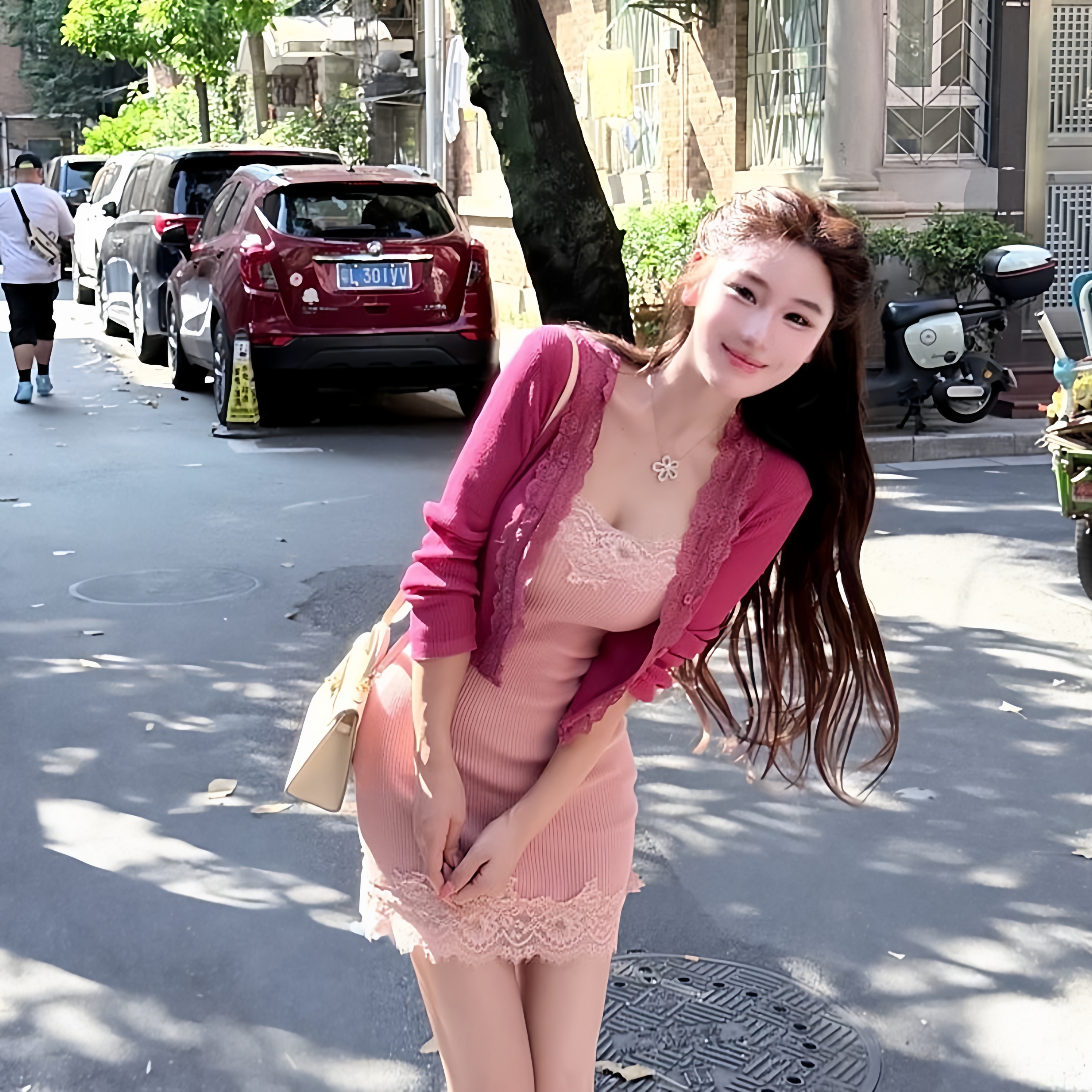 法式甜美拼接蕾丝性感连衣裙