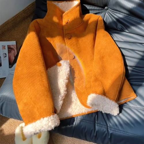 短款皮毛一体小香风羊羔绒外套女