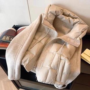 设计感独特别致拼接连帽棉服女2025秋冬新款时尚洋气休闲百搭棉衣