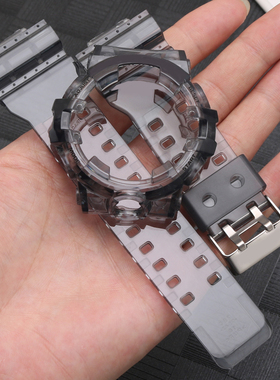 适配卡西欧冰韧2.0半透明灰5522GA700SKE-7A 710 735树脂表带表壳