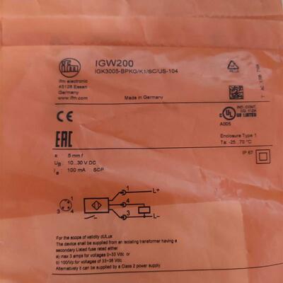 IGW200易福门传感器全新原装正品现货包邮
