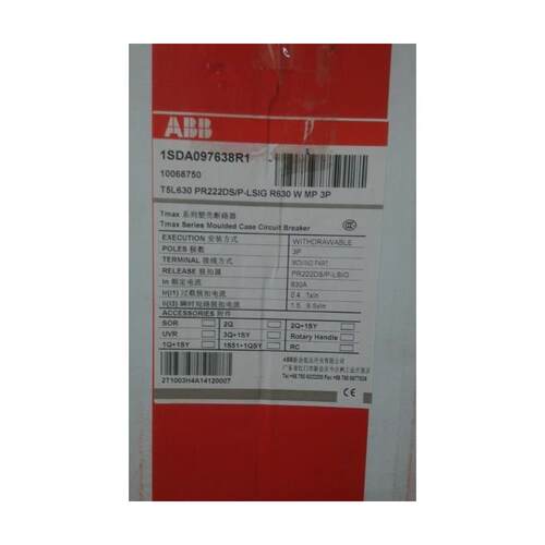 ABB断路器10068750 T5L630 PR222DS/P-LSIG R630 WMP 3P原装现货
