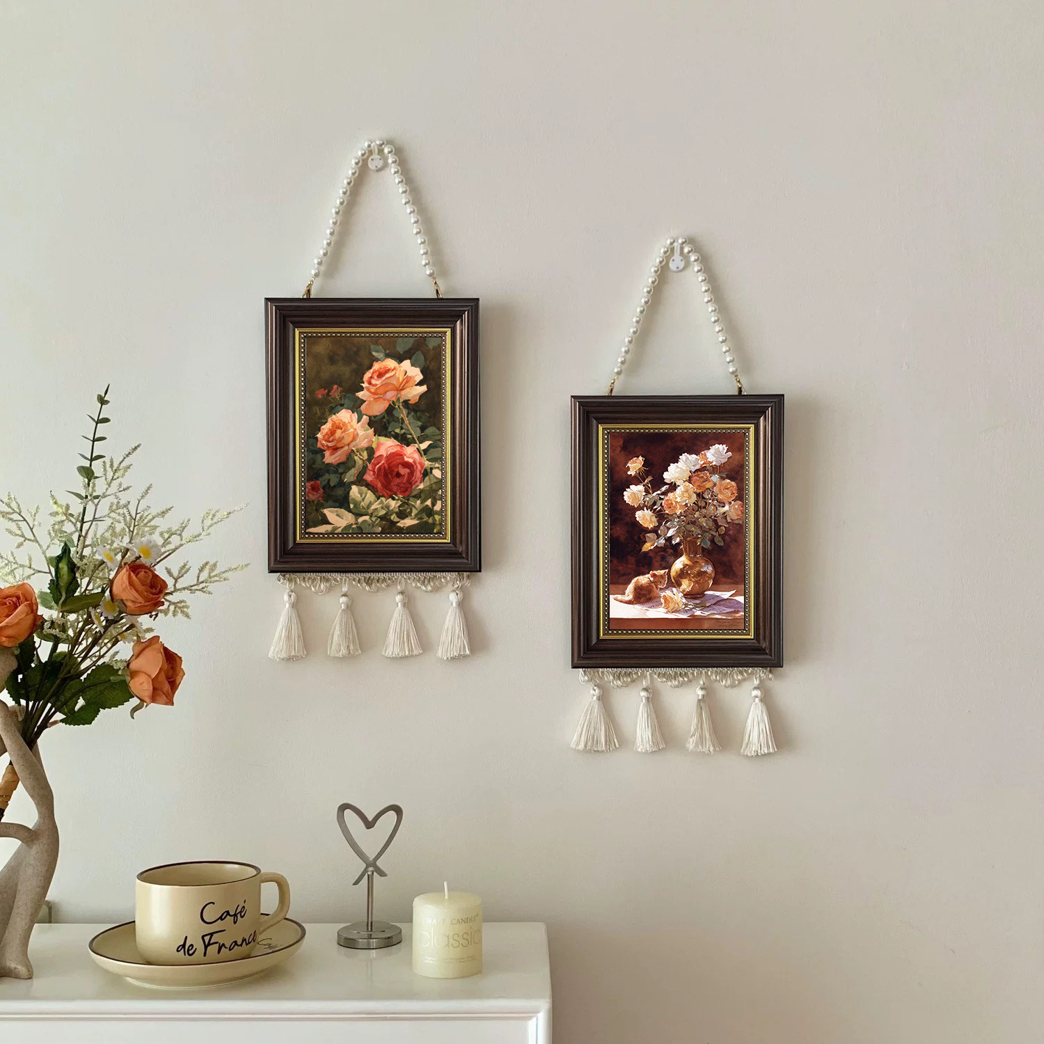 欧式水彩花卉装饰画客厅墙壁挂画玫瑰牡丹法式小提琴画小众艺术