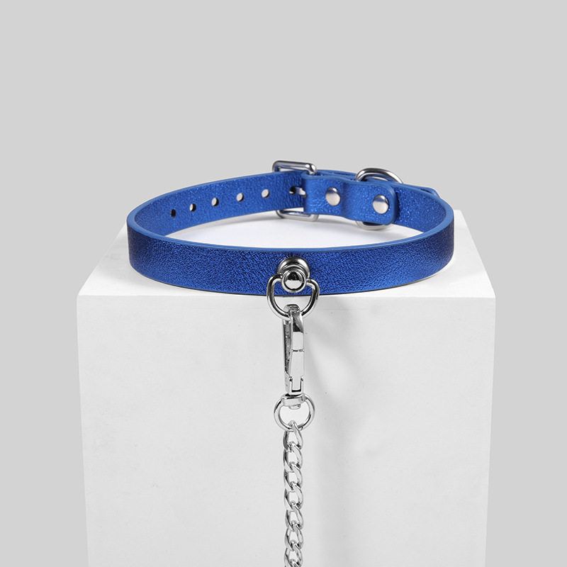 真皮牛皮项圈小众sm道具情趣调教用品道具束缚k9牵狗链牵引工具