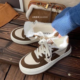 新款加绒帆布鞋女鞋百搭小众韩版2025新款小白鞋潮板鞋学生鞋