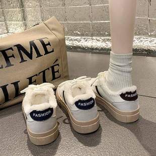 棉鞋女冬季加绒加厚保暖帆布鞋德训鞋2025新款百搭软底小白鞋板鞋
