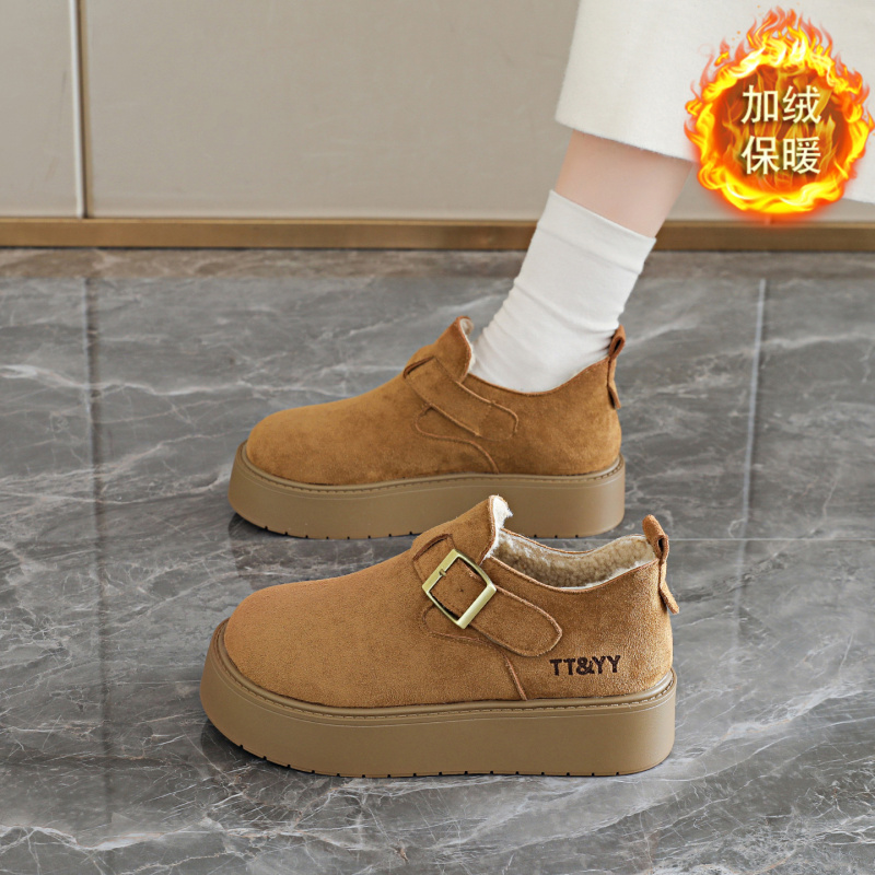 冬季勃肯鞋女厚底增高真皮牛皮加