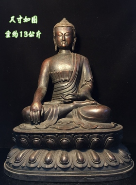 纯铜释迦牟尼佛像仿古做旧铜器家居佛堂供佛供奉装饰品桌面摆件