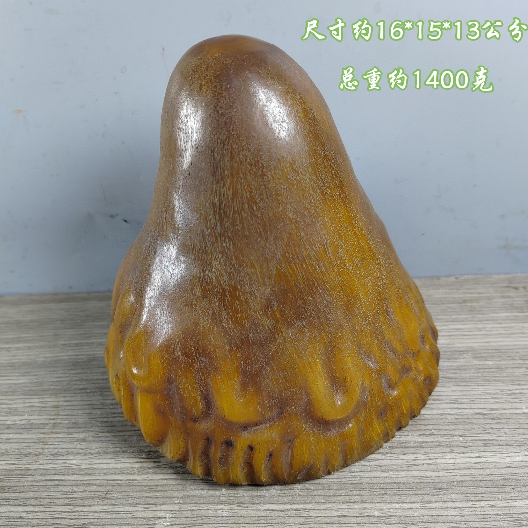 文玩精品老牛角整角尖摆件老牦牛角黑牛角雕佳品复古文玩酒柜装饰