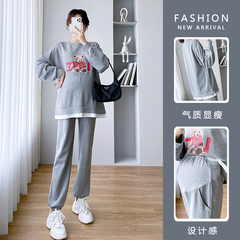 PREGNANT WOMEN AUTUMN DRESS FASHION SWEATSHIRT WOMENS NEW SPRING AND AUTUMN MATERNITY CLOTHES DO NOT SHOW NOSTALGIA KOREAN VERSION OF THE INTERNET CELEBRITY SUIT
