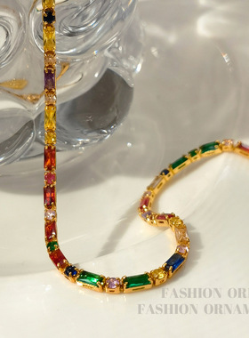 2023年新款彩色锆石项链夏季新款